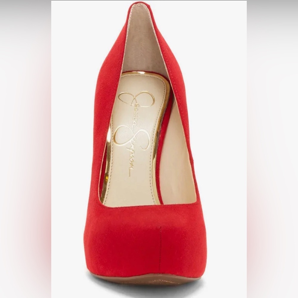 Jessica Simpson Red Muse suede ‘Parisah’‎ Platform heel stiletto Pumps size 10